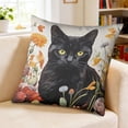 thumbnail image 6 of YiJuHui Cute Animal Print Pillow Cover Floral Cat Design Decorative Throw Pillowcase Soft Plush Velvet for Sofa Couch Living Room Bedroom Home Decor 17.72in, 6 of 6