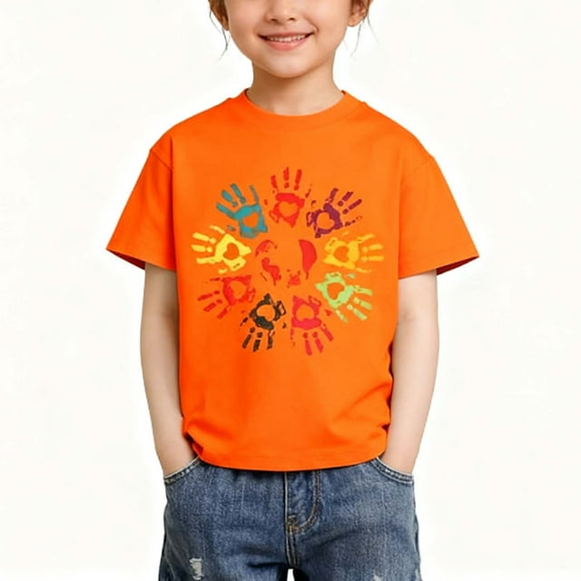 hengsof Kids' Short Sleeve T-Shirts with Printed Patterns
