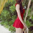 thumbnail image 4 of Women's Ruched Slimming One Piece Swimsuits Tummy Control Vintage Bathing Suits Red, 4 of 5