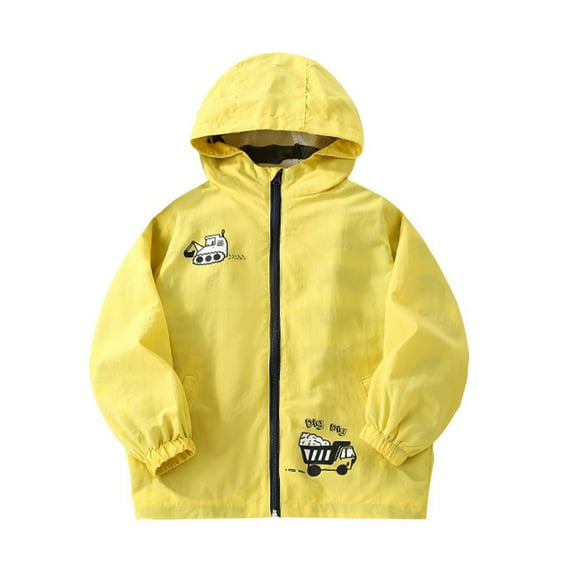 Qudderr Toddler Kids Boys Girls Hooded Windbreaker Jacket Casual Outerwear Baby Lightweight Zip Unisex Rain Coat Jacket for Spring Fall Size 1-8T