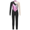 thumbnail image 3 of Jowowha Girls Ice Skating Bodysuit Jumpsuit Kids Metallic Patchwork Figure Ice Skating Gymnastic Pink 14, 3 of 7