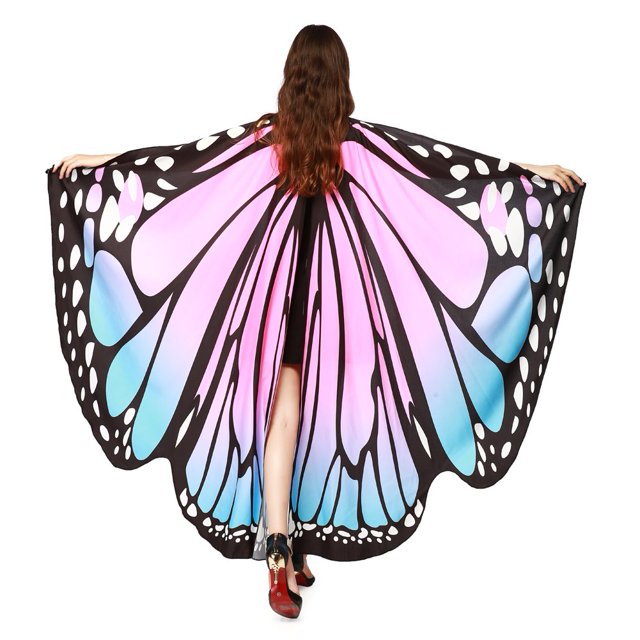 Chal de alas de mariposa para fiesta de Halloween para mujer, capa para disfraz de Festival para adultos, tela suave