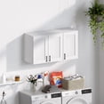 thumbnail image 2 of Fddevelop White Wood Laundry Room Wall Cabinet with 3 DoorS and Adjustable Shelf 35.4"W, 2 of 8