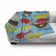 thumbnail image 3 of Whale Soft Flannel Fleece Throw Blanket, Nursery Themed Repeating Pattern of Colorful Cartoon Various Ornamental Whales, Cozy Plush for Indoor and Outdoor Use, 60" x 80", Multicolor, by Ambesonne, 3 of 6