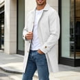 thumbnail image 4 of Maqroz Mens Single Breasted Trench Coat Mid Length Casual Business Overcoat Lapel Collar Windbreaker Fall Winter Warm Jacket with Button Cuffs, (White,L), 4 of 9