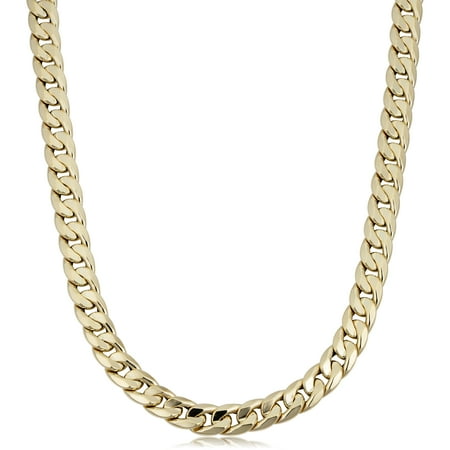 - 14k Yellow Gold Miami Cuban Curb Hollow Link Mens Necklace, 22