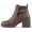 Dark Brown, variant on Women Ankle Boots Block Heel Booties Side Zip Buckle Strap Lug Sole Round Toe Casual Fashion Shoes PUGGLE Beige Camel Nubuck 8