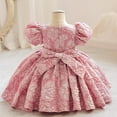 thumbnail image 4 of MEZZALL Flower Girl Dresses For Baby Girls Party Dresses Puff Sleeve Square Collar Toddler Puff Sleeve Pageant Dress With Bowknot Infants Sundress Relaxed Fit / 3-4 Years, 4 of 4