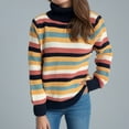 thumbnail image 2 of Womens Turtleneck Sweaters Colorblock Long Sleeve Tunic Pullover Knit Tops Warm Fall Winter Shirts, 2 of 7