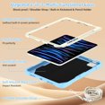 thumbnail image 3 of FJLBDE Case for iPad Pro 11 Inch 2022/2021/2020/2018 with Butterfly Stand, Shockproof Protective Tablet Cover with Shoulder Strap for Kids Girls, Beige Blue, 3 of 7