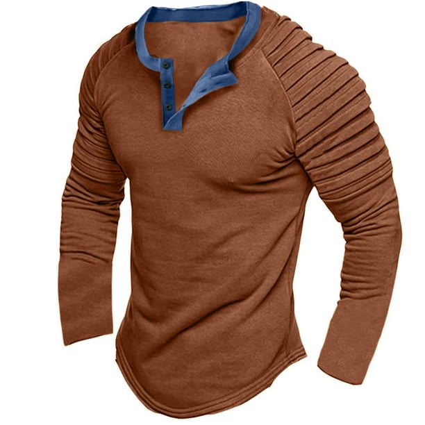 Blusas y camisas de manga larga con cuello redondo para hombre, blusa básica de color puro con músculos musculosos de manga larga, blusas y camisas de manga larga con cuello redondo para hombre, blusa