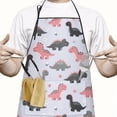 thumbnail image 2 of Cartoon Dinosaurs Flowers Pattern Apron-Garden Aprons for Women with Pockets-Cotton Linen Waterproof Kitchen Cooking Gardening Aprons Adjustable for Kitchen,Cooking,BBQ and Salon 33x27 Inch, 2 of 7