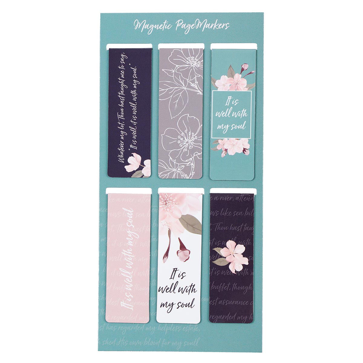 Set of 6 Beloved Scripture Favorites w/Abstract Scenic Inspirational Magnetic Bible Verse Bookmark Size Small 2.3 x .75 