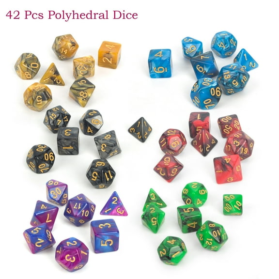 SHCKE Double Colors Dice Sets 6 X 7-die Polyhedral Dice Set DND Dice for Dungeons and Dragons RPG MTG Role Playing Games (42 PCS)