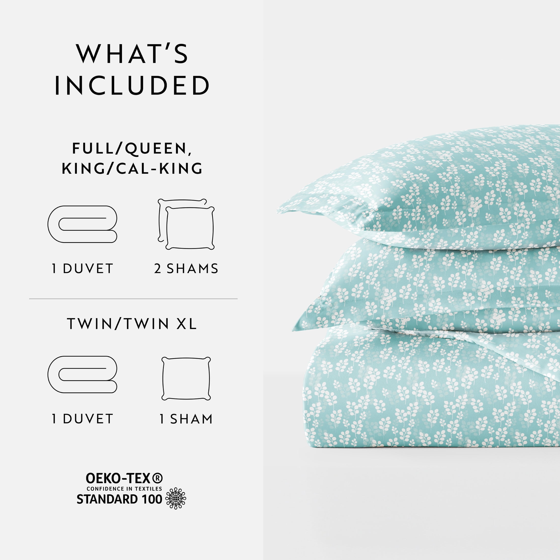 Noble Linens Pale Blue Wheatfield Pattern Duvet Set 3-Piece Duvet Cover Set, King/Cal King