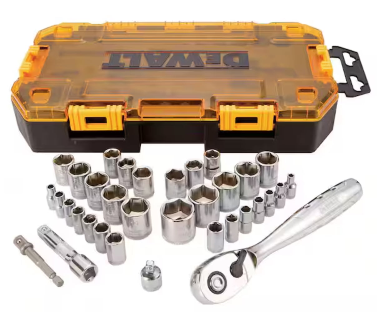 DEWALT DWMT73804 1/4" and 3/8" Drive Socket Set (34-Piece)