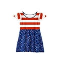 thumbnail image 4 of Abcomgle Summer Dress for Girls 10-12 Stars Striped Printed 4th Of July Dresses Casual A-Line Fly Sleeve Midi Dress Cute Flare Independence Day Skirt 5-6 Years,Light Blue, 4 of 5