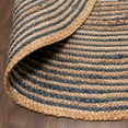 thumbnail image 6 of Chesterfield Farmhouse Hand Woven Reversible Braided Jute Area Rug, Natural and Dyed, 10' Round, Navy Blue, 6 of 8