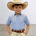 thumbnail image 2 of MEZZALL Boys Western Cowboy Print Shirt Short Sleeve Button Down Lapel Shirts Casual Tops Children Youth Birthday Toddler Blouses Clothing, 2 of 4