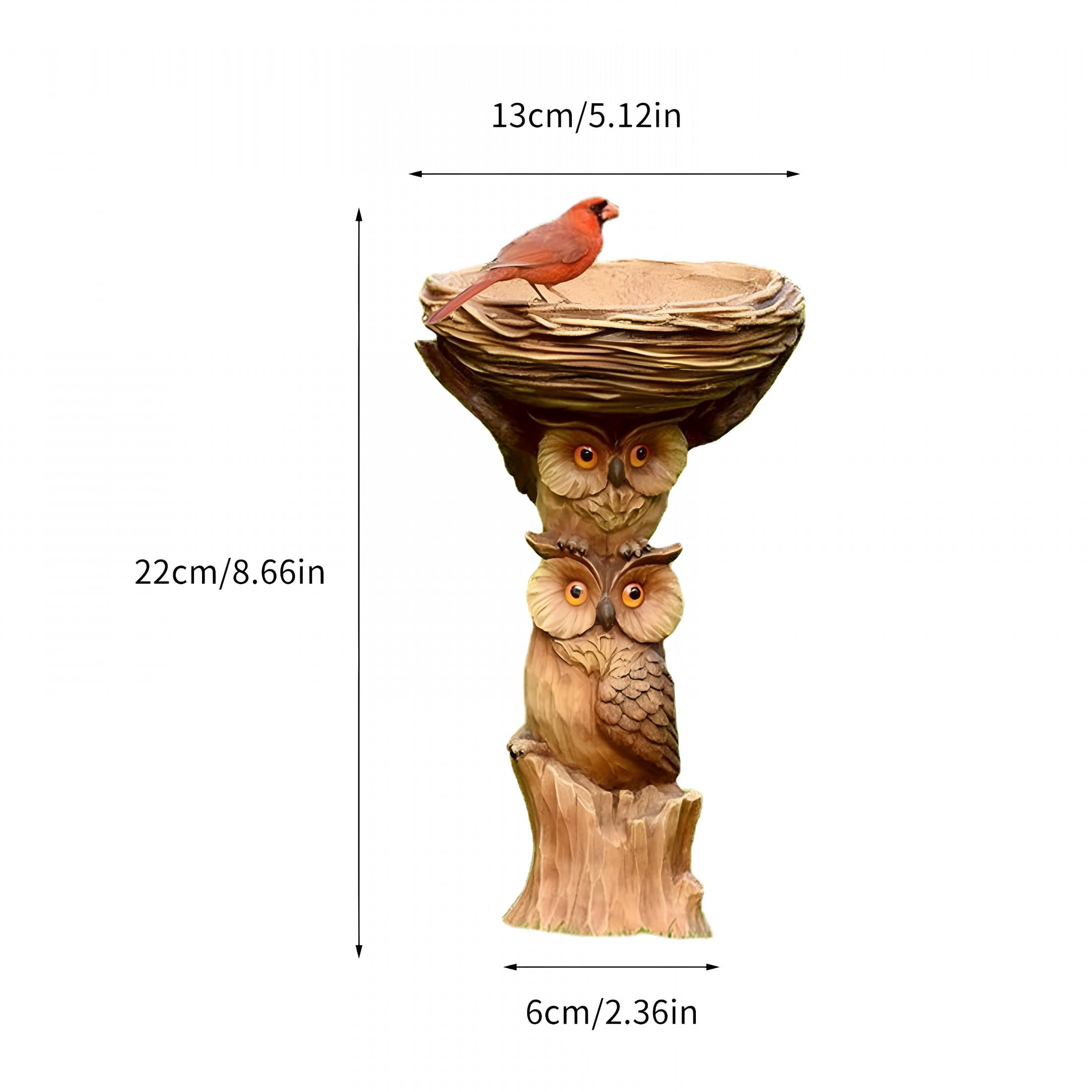 ACDANC Resin Owl Bird Bath for Outdoors, Resin Bird Bath Bowl for Garden, Standing Resin Bird Feeders Bird Bath Bowl Garden Yard Statue Ornament Simulation Owl Outdoor Decoration