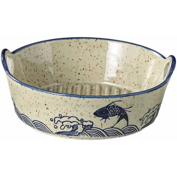 Vintage Small Casserole Dish 6.7-inch Ceramic Square Baking Pan Lasagna Pan Bakeware With Handles for Oven Microwave Air Fryer (Round A)