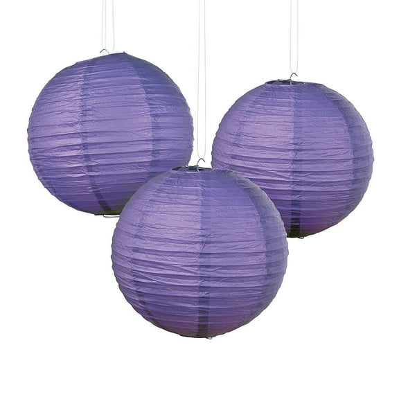 Purple Paper Lanterns - Party Decor - 6 Pieces