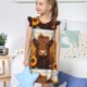 thumbnail image 4 of Fotbe Countryside Sunflower Cow Vestido de Dormir para Niñas de 3 a 10 Años, Mangas Cortas, Estilo Princesa, Pijama Camisón con Mangas Voladas-X-Large, 4 of 6