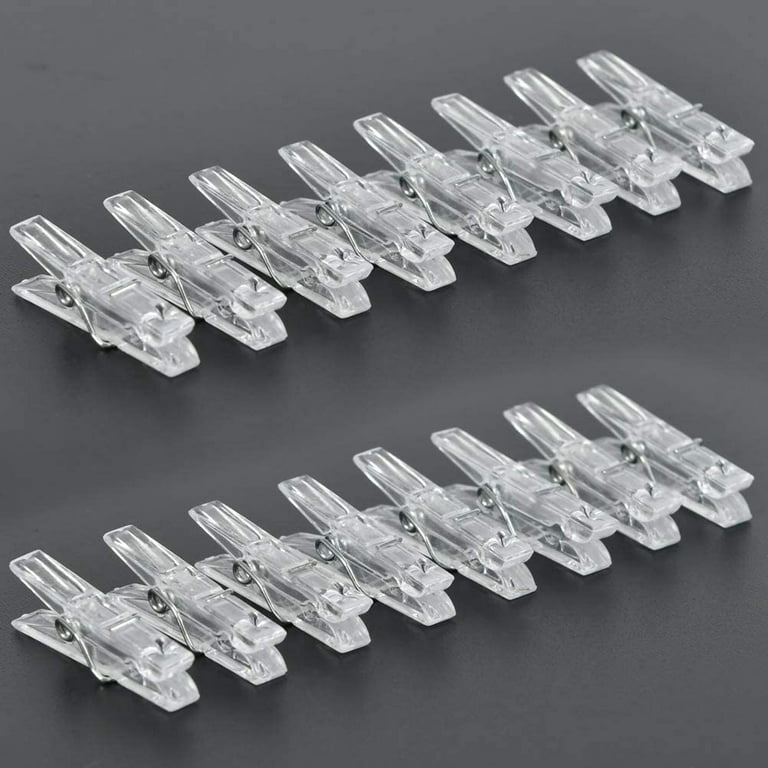 HONSITML 150pcs Photo Clips Mini Clear Plastic Utility Paper Clip, Clothespins Clip, Clothes Line Clips, Photo Clips for String Fairy Lights Color Clear Sewing