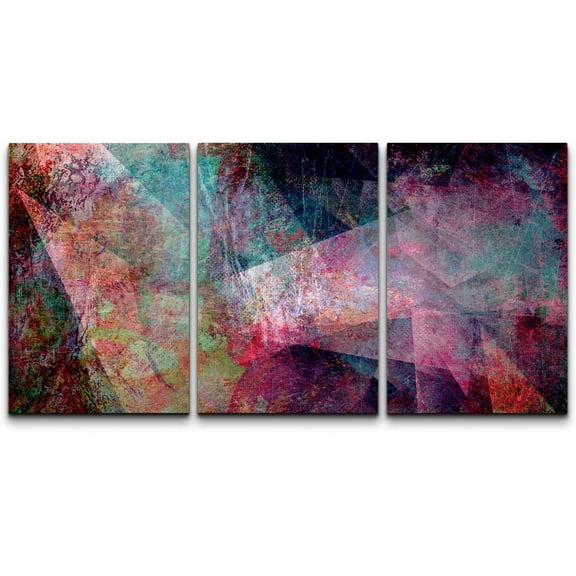 wall26 Canvas Print Wall Art Set Transparent Textured Purple & Blue Polygons Abstract Shapes Digital Art Modern Art Bohemian Scenic Colorful Multicolor for Living Room, Bedroom, Office - 24"