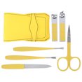 thumbnail image 2 of Cortaúñas, cuchara para orejas, tijeras para cejas, juego de herramientas de manicura y pedicura de acero inoxidable, color amarillo, 2 of 8