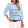 thumbnail image 3 of WIHOLL Blouses for Women Lace Tops Dressy 3/4 Length Sleeve Business Casual Outfits Vacation Spring Summer Clothes, 3 of 10