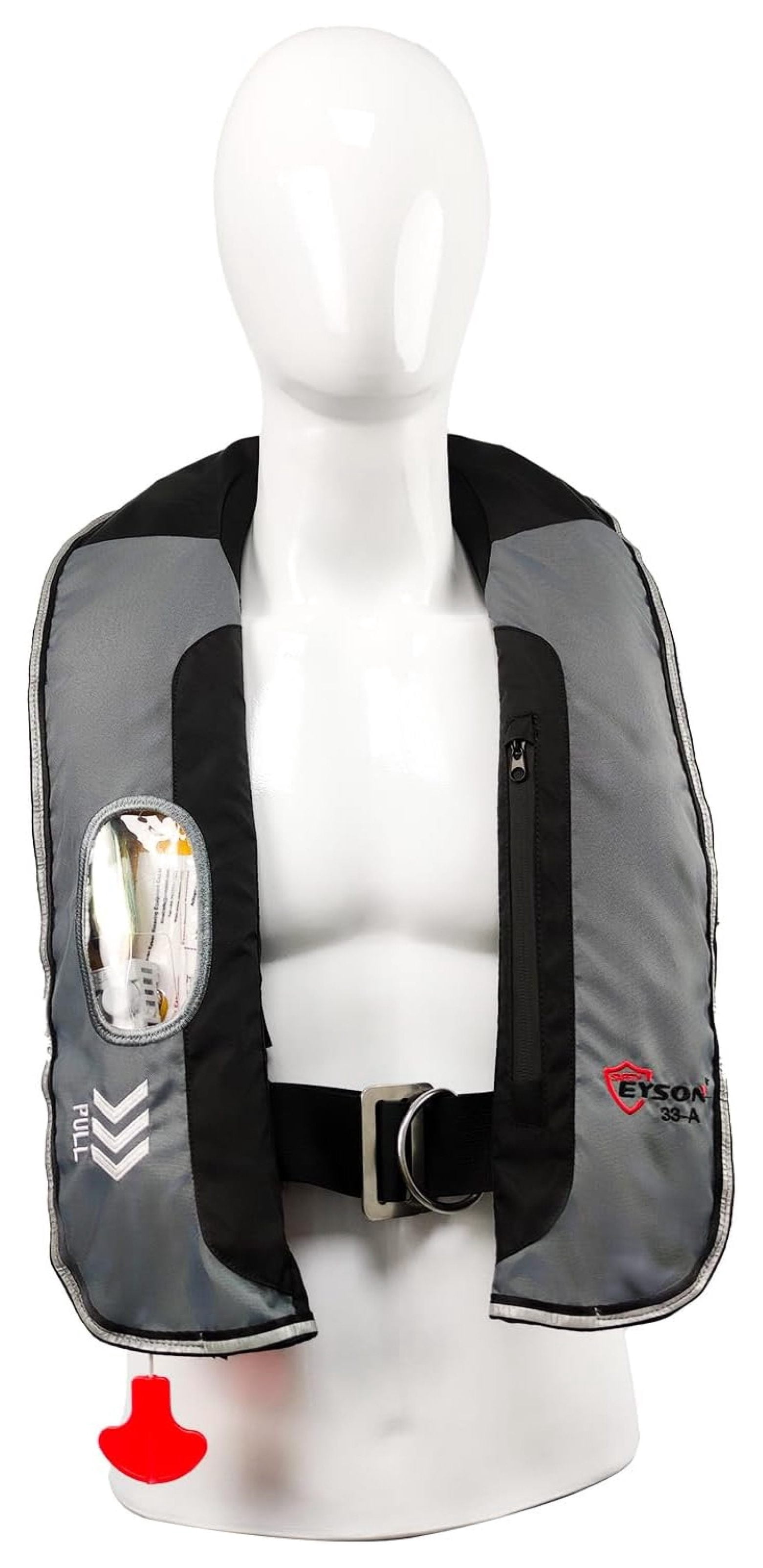 Unisex Adult Automatic Inflatable Life Vest with Zippered Pocket (Grey)