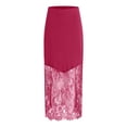 thumbnail image 4 of vigerkar Women Satin Lace Long Skirt Lace Patchwork Maxi Skirt Half Slip Silk High Waist A Line Underskirt (Red, L), 4 of 9