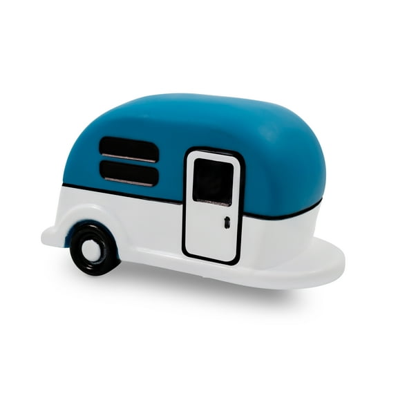 Camco Life Is Better at the Campsite Camper/RV Hitch Ball Cover | Flexible PVC, Blue & White (53306)