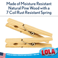 thumbnail image 3 of LOLA Wood Spring Clothespins, Moisture Resistant Hard Wood, Coil Spring Clips - 50 CT, 3 of 4