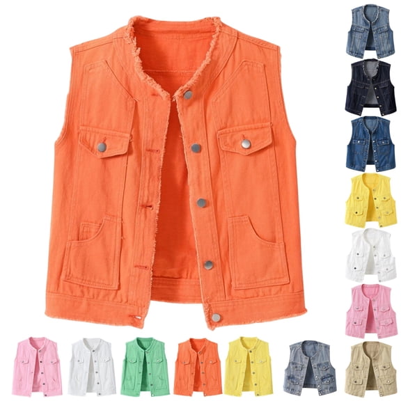 Women's Oversized Denim Vest – Y2K Sleeveless Jean Jacket with Button Down Front & Pockets, Casual Fall Outfits for Going Out & Daily Wear