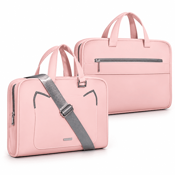 TAILNOVA Rolling Computer Bag Laptop Tote Women Pink PU 1Pack Portable for Office School and Travel