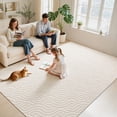 thumbnail image 5 of Findosom 6'x9' Area Rug for Living Room,Machine Washable Non-Slip Area Rug,Jacquard Ultra Soft Non Shed Cream Modern Wavy Carpet Indoor Rugs for Bedroom Dining Room Home Office Entryway Decor, 5 of 9