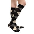 thumbnail image 3 of COUVER Women’s Stylish Argyle Knee High Socks, 2 Pairs, Black Gray Cream, 3 of 7