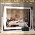 thumbnail image 3 of FENNIO Vanity Mirror with Lights 22''x18'' Makeup Mirror with Lights,Lighted Makeup Mirror with 10X Magnification and USB，Smart Touch Screen with 3-Color Lighting,Dimmable（Square White）, 3 of 7