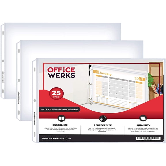 50 Micron Landscape Sheet Protector, 8.5 X 11, Clear, Pack of 25
