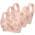 thumbnail image 1 of Pisexur 3 Piece Womens Bras Solid Color Textured Seamless Front Closure Bralettes High Support Push Up Bras for Women No Underwire Full Figure Wireless Bra Plus Size Everyday Underwear S-4XL, 1 of 2