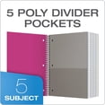 thumbnail image 3 of (2 pack) oxford 5-subject poly notebook, 8-1/2" x 10-1/2", wide rule, 200 sheets, 5 poly divider pockets (10587), 3 of 8