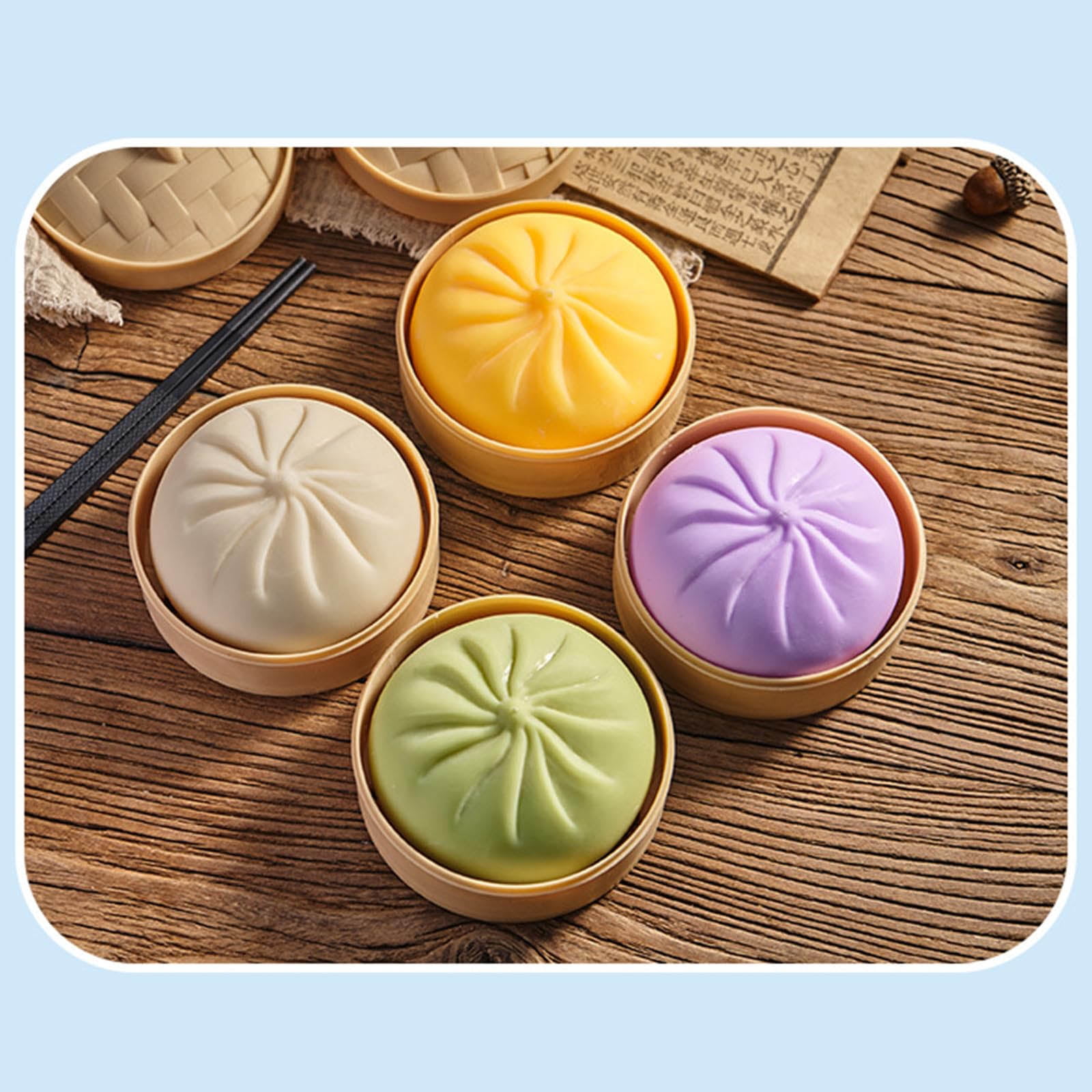 Wonitaaizi Glitter Dumpling,Dumpling Squishy Box,Dumplings Stress Balls for Stress Relief (4PCS)