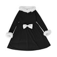 thumbnail image 3 of Posijego Girls Party Dresses Christmas Party Fleece Trim Long Sleeve Bow Front Flowy A-Line Dress for Girls, 3 of 5