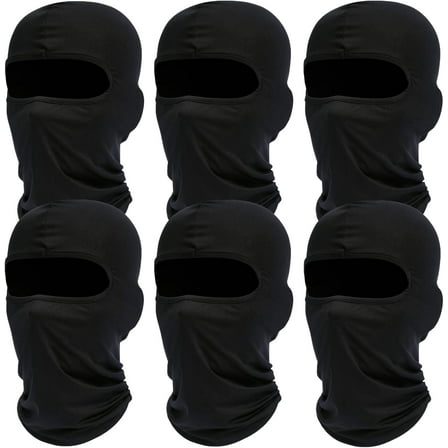 WuPing Balaclava Ski Mask 6-Pack - Windproof Breathable Full-Face Cover for Men & Women, Moisture-Wicking Multi-Sport Hood (Black)