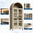 thumbnail image 3 of 71" Tall Arched Kitchen Pantry Cabinet, Modern Farmhouse Kitchen Storage Cabinets with LED Lights, Arched Cabinet with Open & Adjustable Shelves, Hidden Drawer & Glass Door for Dining Room, Kitchen, 3 of 8