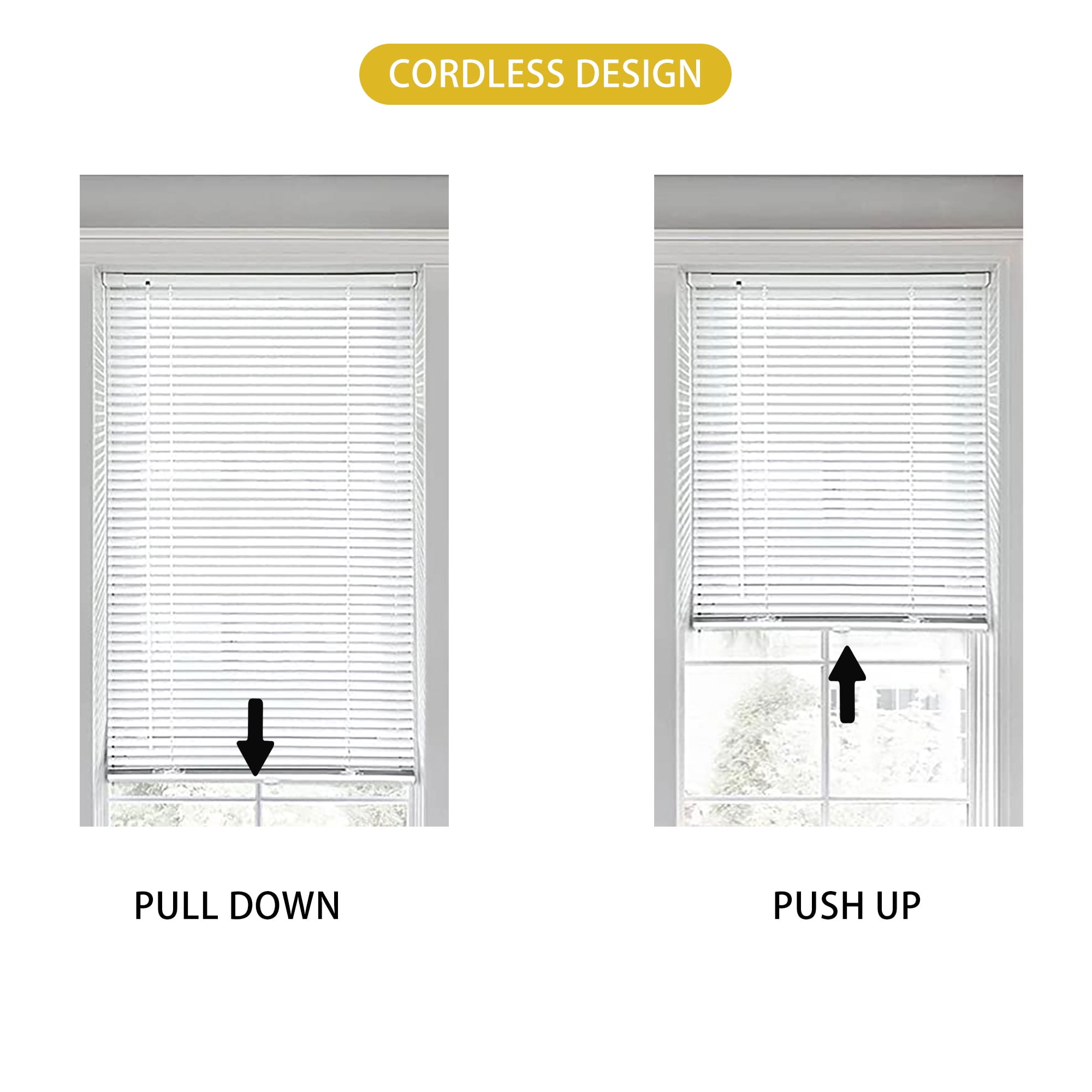 No Tool Cordless Horizontal Window Blinds - Easy Install, Waterproof & Kitchen-Friendly, Perfect for Bathroom, Rental, Nursery & Office-Champagne-20 1/2"W x 60"L-Custom Size