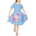 thumbnail image 2 of Yuyamidu Blue Pink Axolotl Short Sleeve Swing Dress Comfortable Summer Clothing Toddler Twirly Dresses Daily Going Out School T-shirt Dress for Kids Girls 5-6 Y, 2 of 6