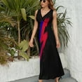 thumbnail image 6 of Lightning Bolt Brush Womens Night Club Maxi Dress V Neck Sleeveless Bohemia Long Dresses, 6 of 9